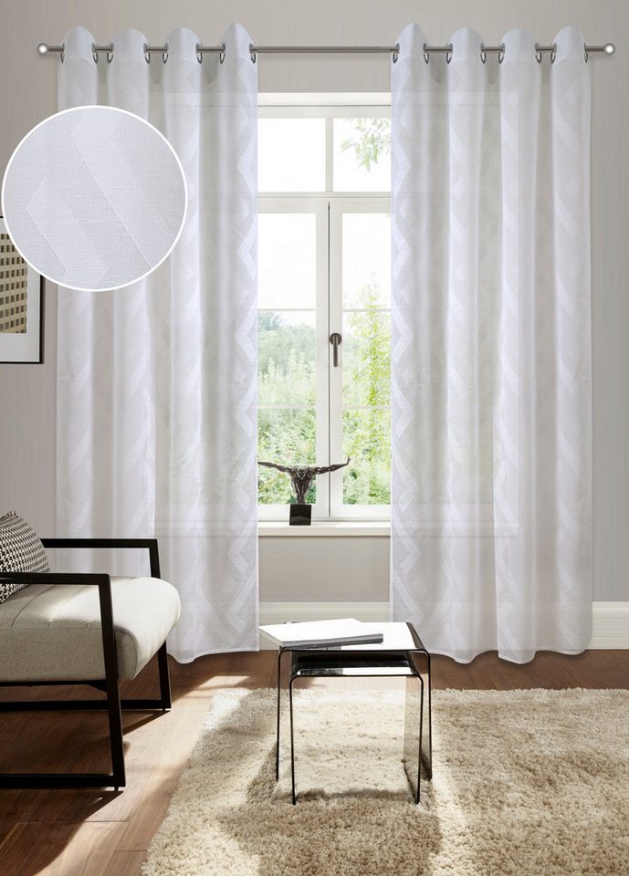 Bruno Banani Gardine Lynn, 1 Stück, Ösen, halbtransparent, Scherli (1 St), Ösen, halbtransparent, Scherli, schöner Schal, Scherli, zeitlos und modern – Bild 2 von 5