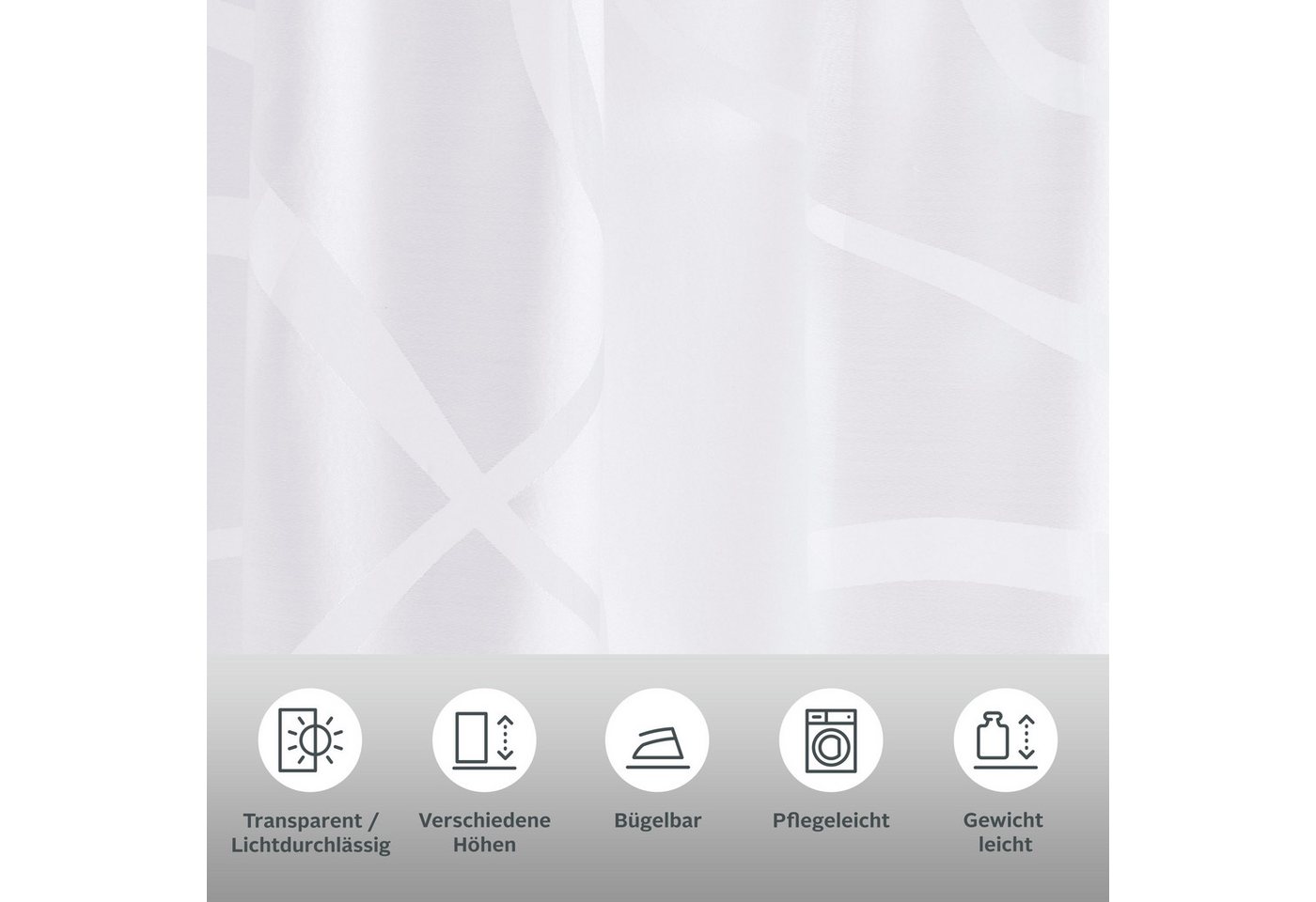 Bruno Banani Gardine Tilo, 1 Stück, Kräuselband, transparent, gewebt (1 St), Kräuselband, transparent, Ausbrenner, transparent, Ausbrenner, gewebt, verschiedene – Bild 3 von 5