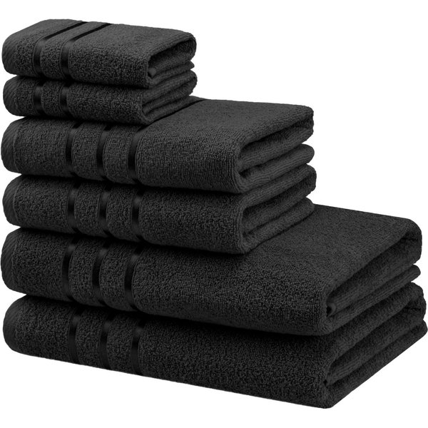 Bruno Banani Handtuch Set Clement, Duschtücher, Handtücher, Seiftücher, Frottier (Set, 6-St), mit dezent glänzender Streifenbordüre, einfarbig, aus 100% Baumwol