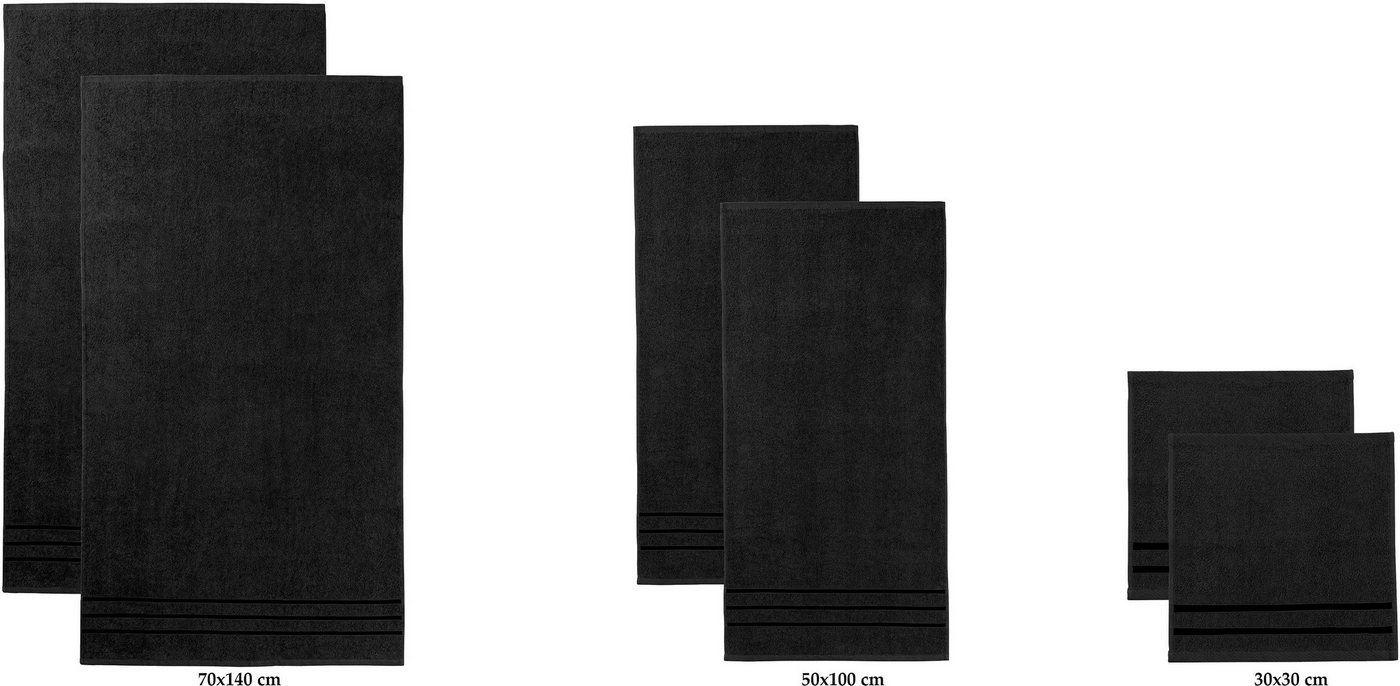 Bruno Banani Handtuch Set Clement, Duschtücher, Handtücher, Seiftücher, Frottier (Set, 6-St), mit dezent glänzender Streifenbordüre, einfarbig, aus 100% Baumwol – Bild 5 von 5