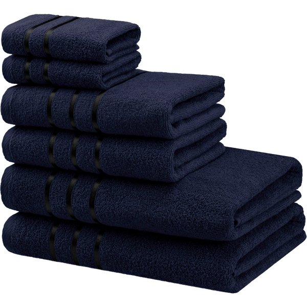 Bruno Banani Handtuch Set Clement, Duschtücher, Handtücher, Seiftücher, Frottier (Set, 6-St), mit dezent glänzender Streifenbordüre, einfarbig, aus 100% Baumwol