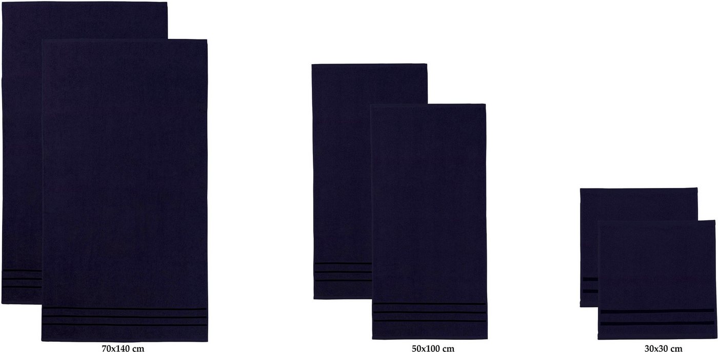 Bruno Banani Handtuch Set Clement, Duschtücher, Handtücher, Seiftücher, Frottier (Set, 6-St), mit dezent glänzender Streifenbordüre, einfarbig, aus 100% Baumwol – Bild 5 von 5