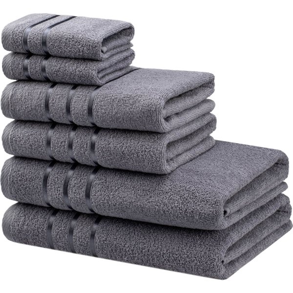 Bruno Banani Handtuch Set Clement, Duschtücher, Handtücher, Seiftücher, Frottier (Set, 6-St), mit dezent glänzender Streifenbordüre, einfarbig, aus 100% Baumwol