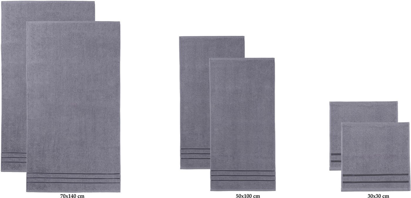 Bruno Banani Handtuch Set Clement, Duschtücher, Handtücher, Seiftücher, Frottier (Set, 6-St), mit dezent glänzender Streifenbordüre, einfarbig, aus 100% Baumwol – Bild 5 von 5