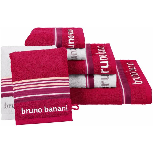 Bruno Banani Handtuch Set Maja, 1 Duschtuch, 2 Handtücher, 2 Gästehandtücher, 2 Waschhandschuhe, Walkfrottee (Set, 7-St), mit Bordüre und Markenlogo, 7 teiliges