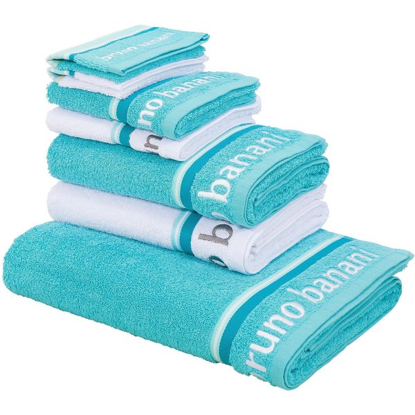 Bruno Banani Handtuch Set Maja, 1 Duschtuch, 2 Handtücher, 2 Gästehandtücher, 2 Waschhandschuhe, Walkfrottee (Set, 7-St), mit Bordüre und Markenlogo, 7 teiliges