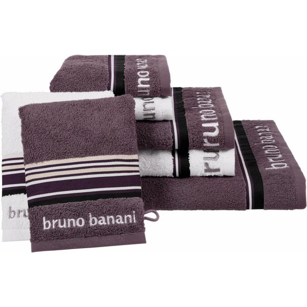 Bruno Banani Handtuch Set Maja, 1 Duschtuch, 2 Handtücher, 2 Gästehandtücher, 2 Waschhandschuhe, Walkfrottee (Set, 7-St), mit Bordüre und Markenlogo, 7 teiliges