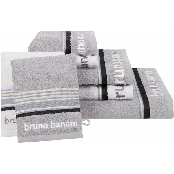 Bruno Banani Handtuch Set Maja, 1 Duschtuch, 2 Handtücher, 2 Gästehandtücher, 2 Waschhandschuhe, Walkfrottee (Set, 7-St), mit Bordüre und Markenlogo, 7 teiliges