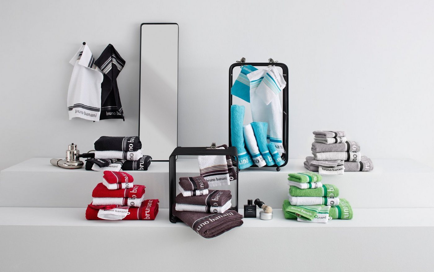 Bruno Banani Handtuch Set Maja, 1 Duschtuch, 2 Handtücher, 2 Gästehandtücher, 2 Waschhandschuhe, Walkfrottee (Set, 7-St), mit Bordüre und Markenlogo, 7 teiliges – Bild 2 von 5