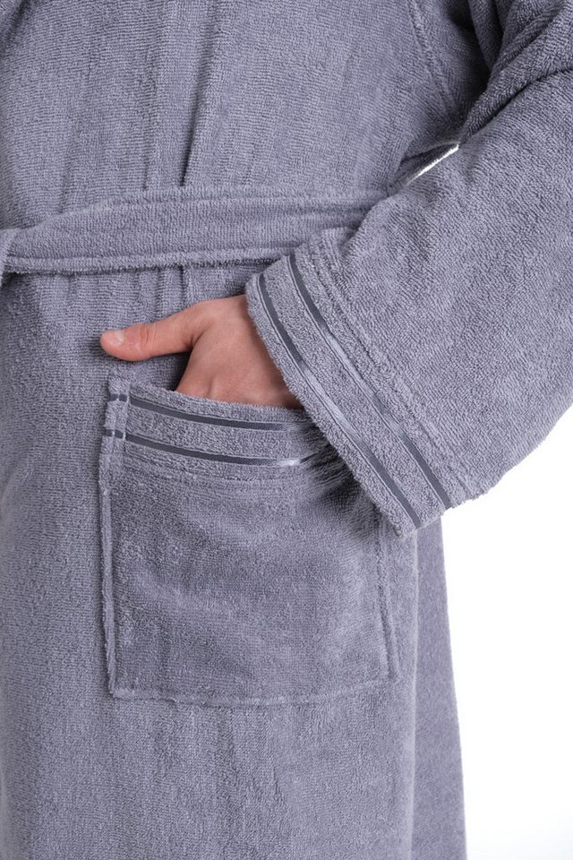 Bruno Banani Herrenbademantel Clement, ideal für Sauna & Spa, Hotelbademantel, Morgenmantel, Langform, Walkfrottier, Kapuze, Gürtel, 100% Baumwolle, einfarbig,  – Bild 5 von 5