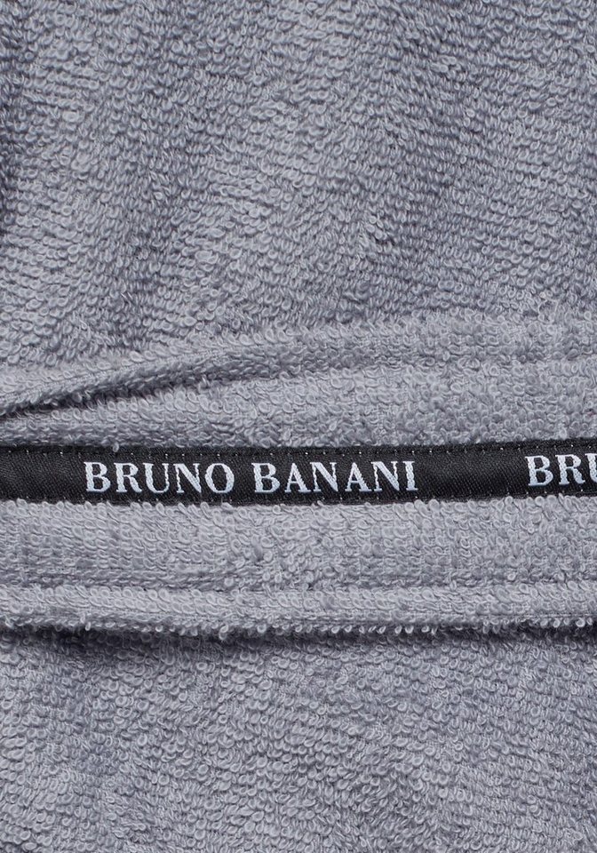 Bruno Banani Herrenbademantel Danny, Normallänge & Überlänge, auch in extra lang, Hotelbademantel, Langform, Walkfrottee, Kapuze, Gürtel, mit Logostreifen, Herr – Bild 5 von 5