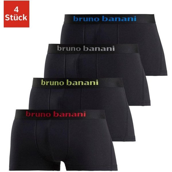 Bruno Banani Hipster (Packung, 4-St) knapp sitzende Boxershorts mit Logo Webbund aus Baumwollmischung