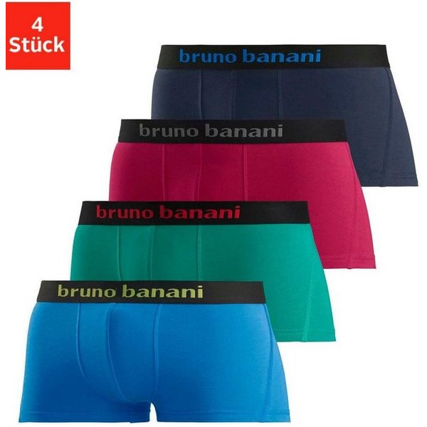 Bruno Banani Hipster (Packung, 4-St) knapp sitzende Boxershorts mit Logo Webbund aus Baumwollmischung