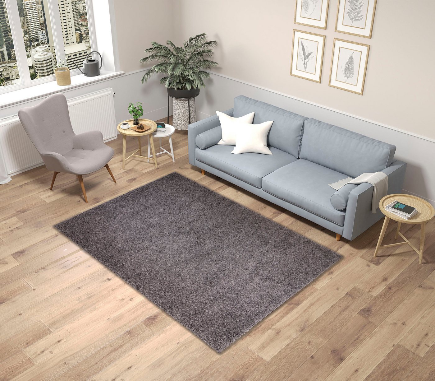 Bruno Banani Hochflor-Teppich Shaggy Soft, rechteckig, Höhe: 30 mm, gewebt, Uni Farben, besonders weich und kuschelig, Kundenliebling – Bild 3 von 5