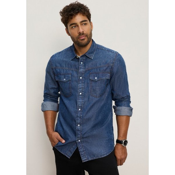 Bruno Banani Jeanshemd schmal geschnitten schmale Basic-Passform, aus Baumwolle in Denim-Jeans-Qualität