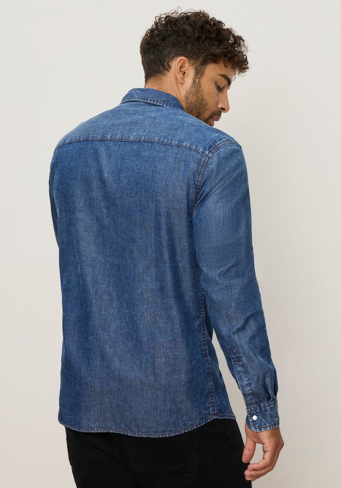 Bruno Banani Jeanshemd schmal geschnitten schmale Basic-Passform, aus Baumwolle in Denim-Jeans-Qualität – Bild 2 von 5