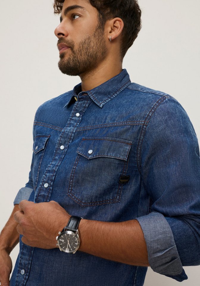 Bruno Banani Jeanshemd schmal geschnitten schmale Basic-Passform, aus Baumwolle in Denim-Jeans-Qualität – Bild 3 von 5