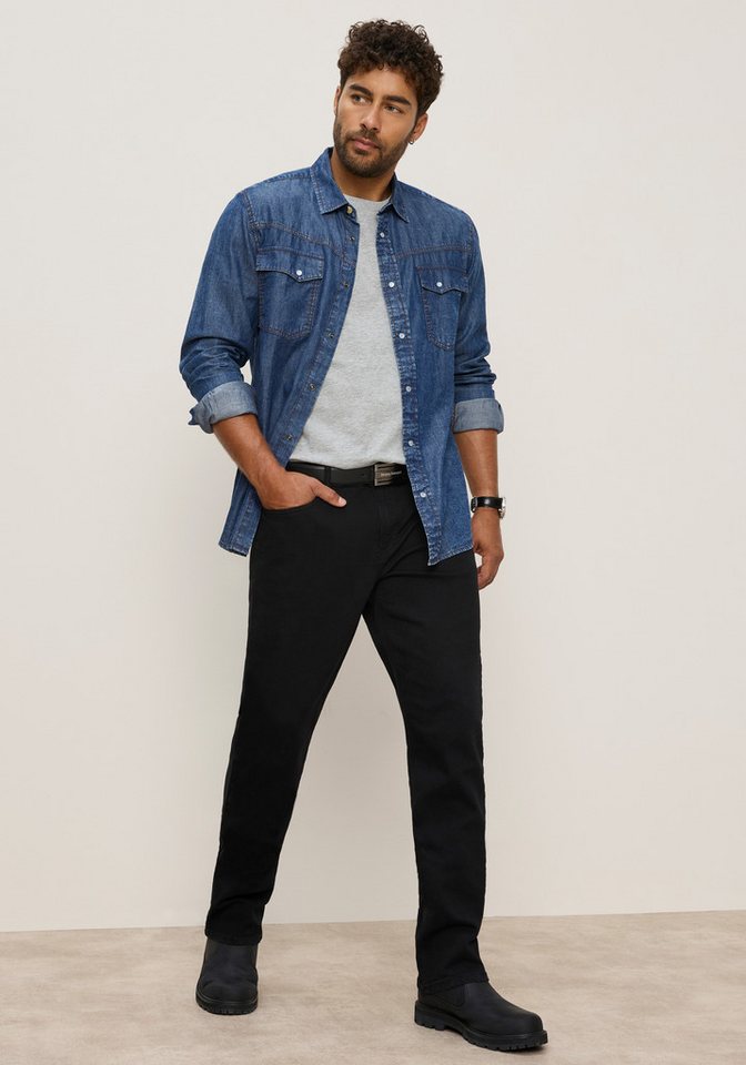 Bruno Banani Jeanshemd schmal geschnitten schmale Basic-Passform, aus Baumwolle in Denim-Jeans-Qualität – Bild 4 von 5
