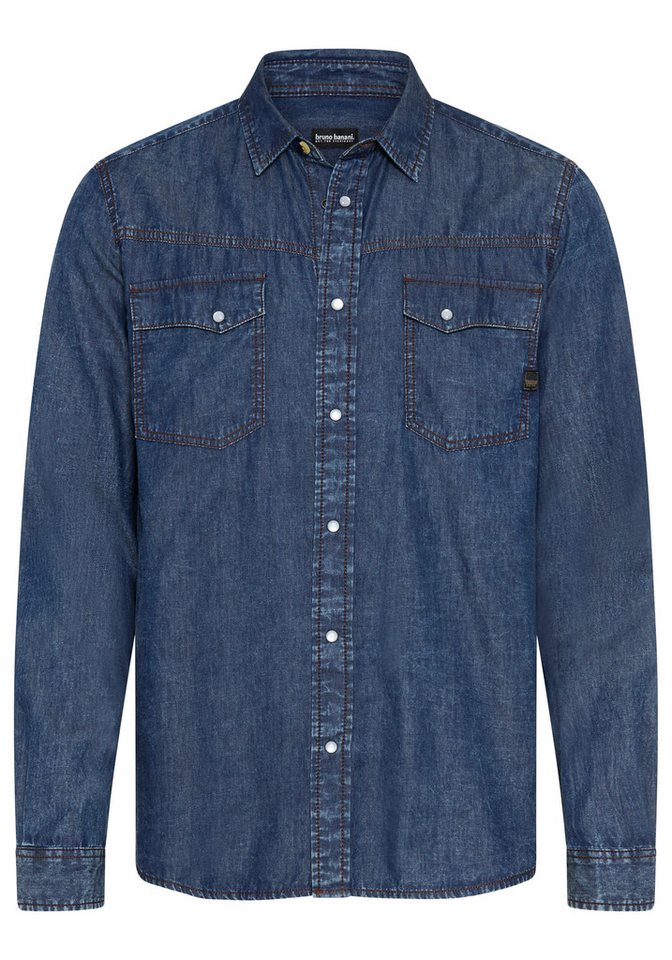 Bruno Banani Jeanshemd schmal geschnitten schmale Basic-Passform, aus Baumwolle in Denim-Jeans-Qualität – Bild 5 von 5