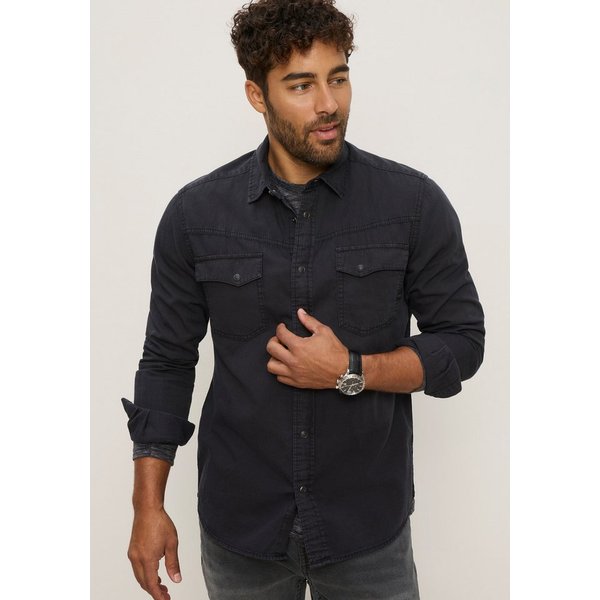 Bruno Banani Jeanshemd schmal geschnitten schmale Basic-Passform, aus Baumwolle in Denim-Jeans-Qualität