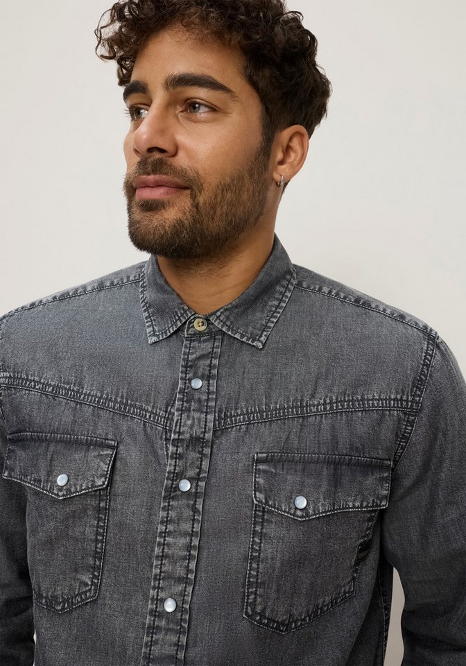 Bruno Banani Jeanshemd schmal geschnitten schmale Basic-Passform, aus Baumwolle in Denim-Jeans-Qualität – Bild 3 von 5