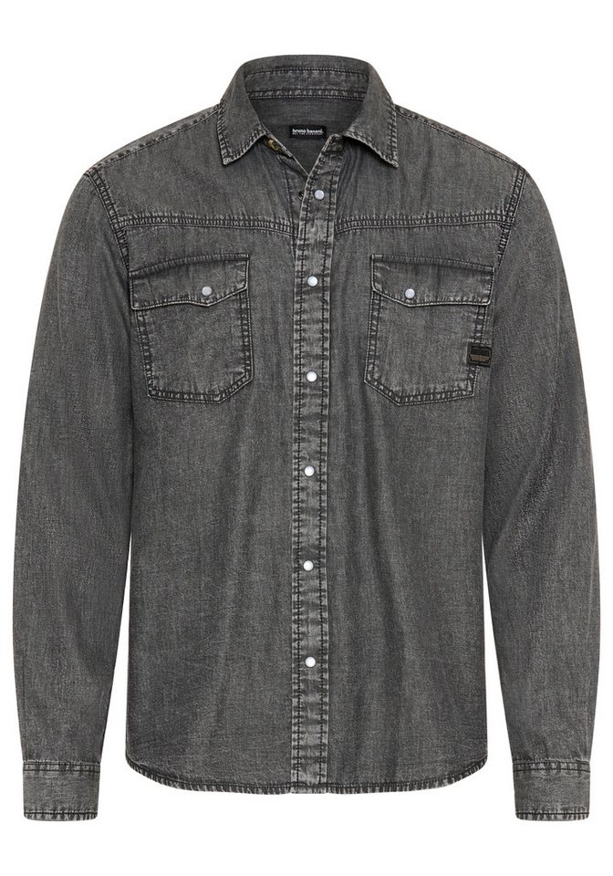 Bruno Banani Jeanshemd schmal geschnitten schmale Basic-Passform, aus Baumwolle in Denim-Jeans-Qualität – Bild 5 von 5