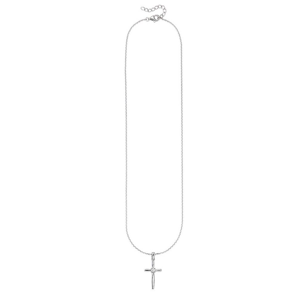 Bruno Banani Kette mit Anhänger Schmuck Geschenk Silberkette mit Anhänger Kreuz, mit Zirkonia (synth) – Bild 2 von 2