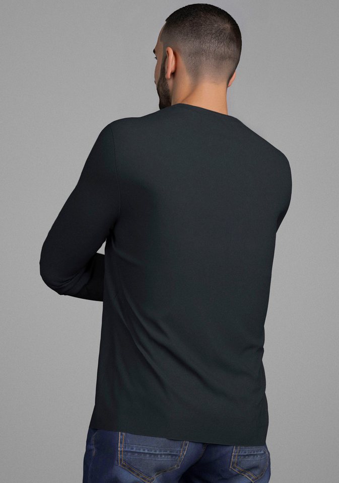 Bruno Banani Langarmshirt schmal geschnitten, mit Marken Aufdruck – Bild 2 von 5