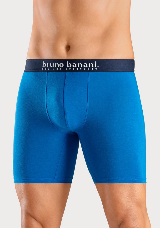 Bruno Banani Langer Boxer (Packung, 4-St., 4er-Pack) Langes Bein, Palmendruck und unifarben aus Baumwollmischung – Bild 2 von 5