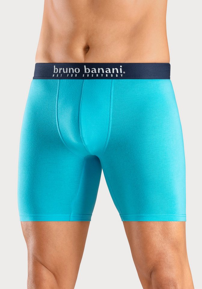 Bruno Banani Langer Boxer (Packung, 4-St., 4er-Pack) Langes Bein, Palmendruck und unifarben aus Baumwollmischung – Bild 3 von 5