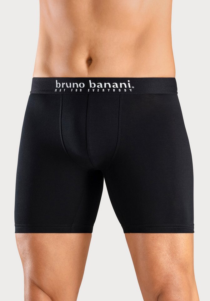 Bruno Banani Langer Boxer (Packung, 4-St., 4er-Pack) Langes Bein, Palmendruck und unifarben aus Baumwollmischung – Bild 2 von 5
