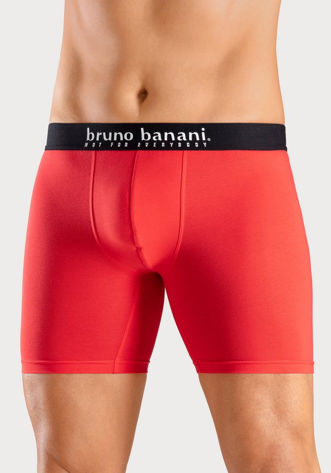 Bruno Banani Langer Boxer (Packung, 4-St., 4er-Pack) Langes Bein, Palmendruck und unifarben aus Baumwollmischung – Bild 3 von 5