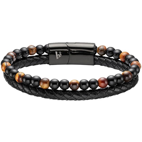 Bruno Banani Lederarmband Schmuck, mit Tigerauge (synth)