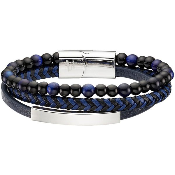 Bruno Banani Lederarmband Schmuck, mit Tigerauge (synth)
