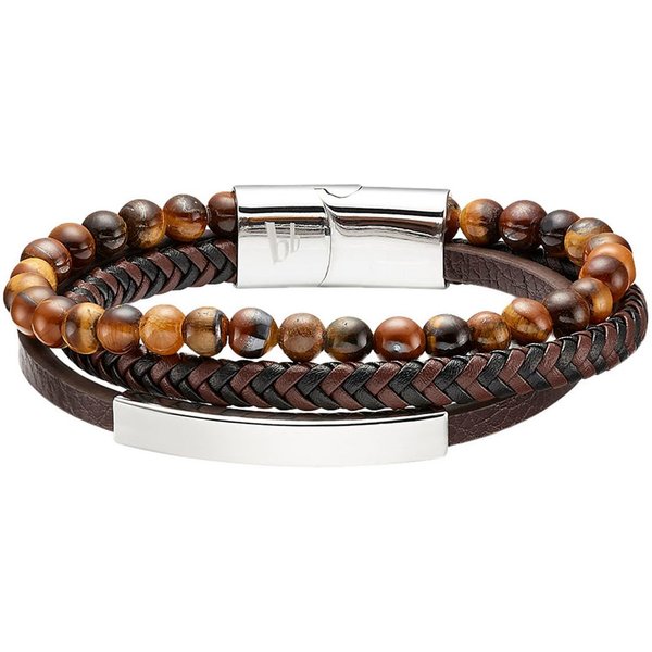 Bruno Banani Lederarmband Schmuck, mit Tigerauge (synth)