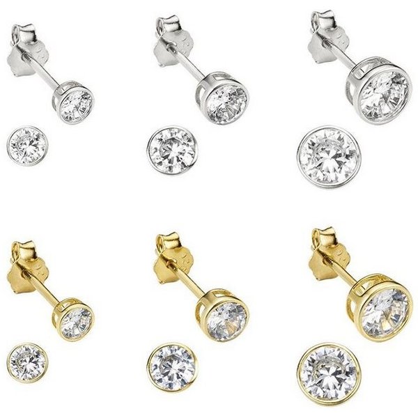 Bruno Banani Ohrstecker-Set Mulitpack Schmuck Geschenk Silber 925 Ohrschmuckset (Set, 12-tlg), mit Zirkonia (synth)