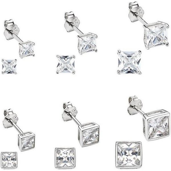 Bruno Banani Ohrstecker-Set Mulitpack Schmuck Geschenk Silber 925 Ohrschmuckset (Set, 12-tlg), mit Zirkonia (synth)