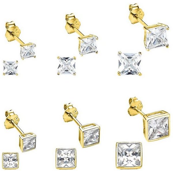 Bruno Banani Ohrstecker-Set Mulitpack Schmuck Geschenk Silber 925 Ohrschmuckset (Set, 12-tlg), mit Zirkonia (synth)