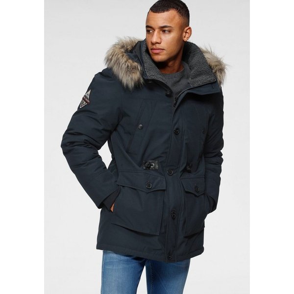 Bruno Banani Parka strapazierfähiges Material, abnehmbare Kapuze mit Fellimitat