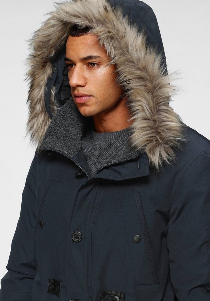 Bruno Banani Parka strapazierfähiges Material, abnehmbare Kapuze mit Fellimitat – Bild 3 von 5