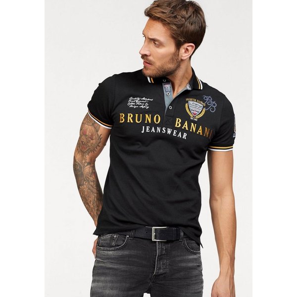 Bruno Banani Poloshirt körpernahe Passform, mit Stickereien und Badges, Polokragen
