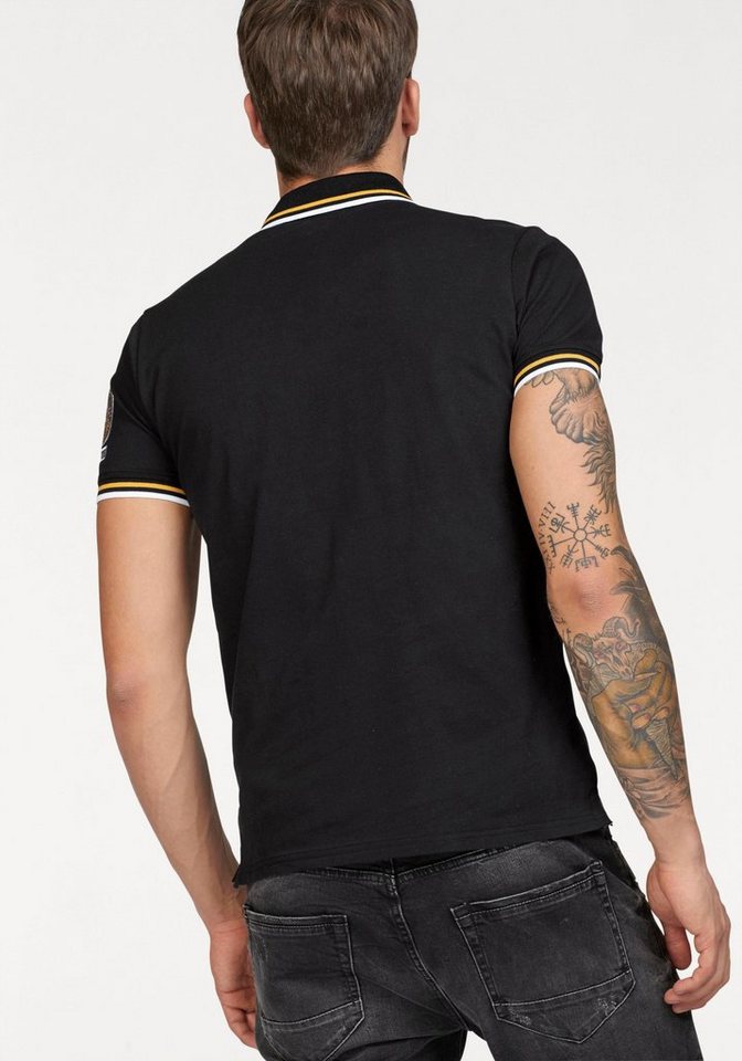 Bruno Banani Poloshirt körpernahe Passform, mit Stickereien und Badges, Polokragen – Bild 2 von 5