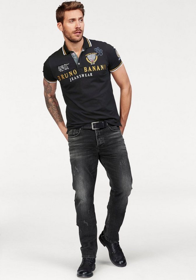 Bruno Banani Poloshirt körpernahe Passform, mit Stickereien und Badges, Polokragen – Bild 4 von 5