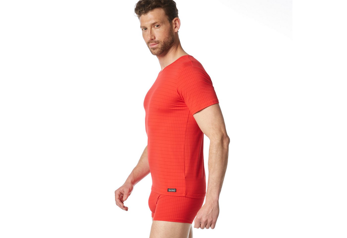 Bruno Banani Rundhalsshirt CHECK LINE 2.0 hüftbedeckend, elastisch – Bild 4 von 5