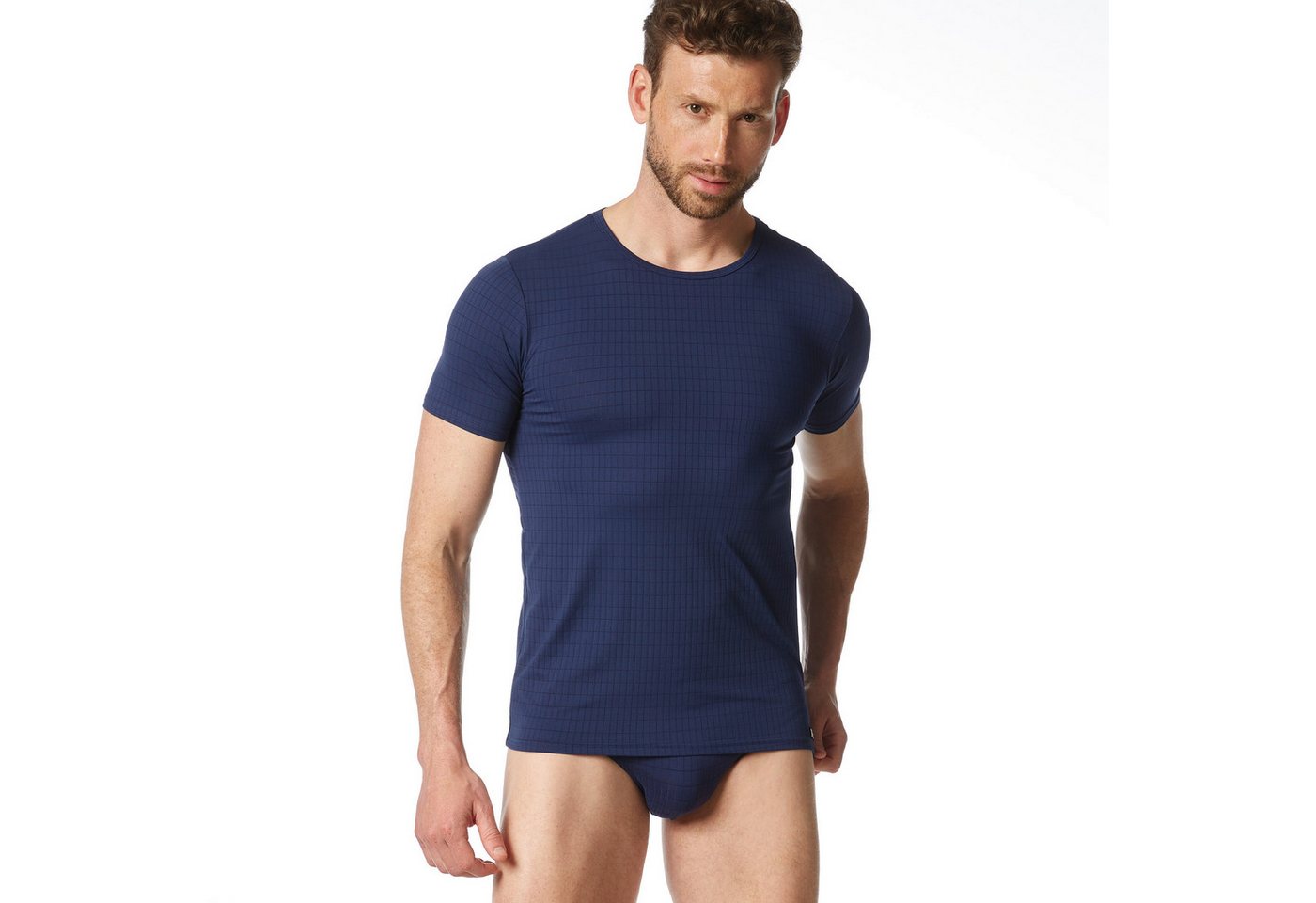 Bruno Banani Rundhalsshirt CHECK LINE 2.0 hüftbedeckend, elastisch – Bild 2 von 5