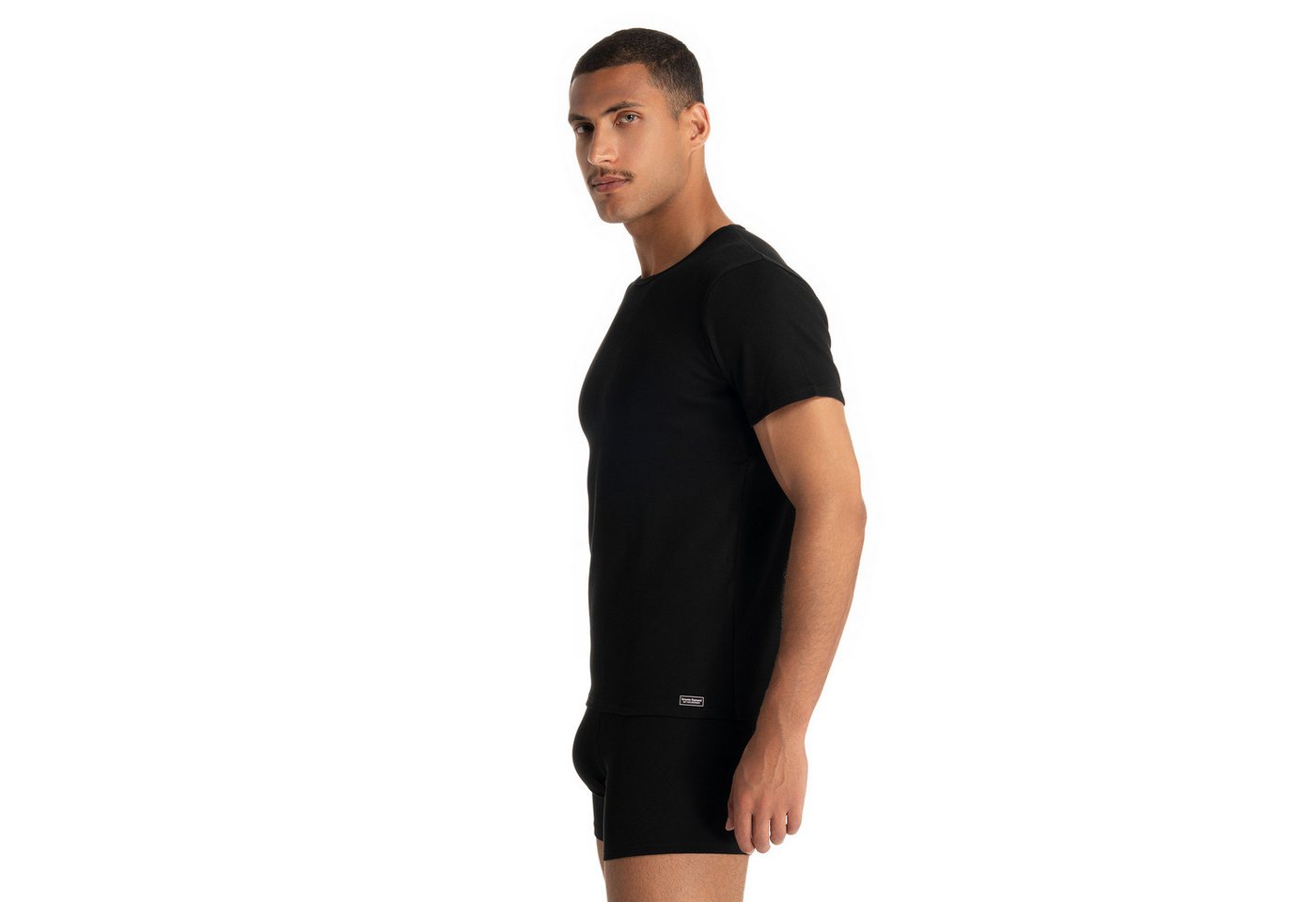 Bruno Banani Rundhalsshirt FINE RIB Feinripp, Kurzarm, Rundhalsausschnitt, Cotton-Mix – Bild 3 von 5