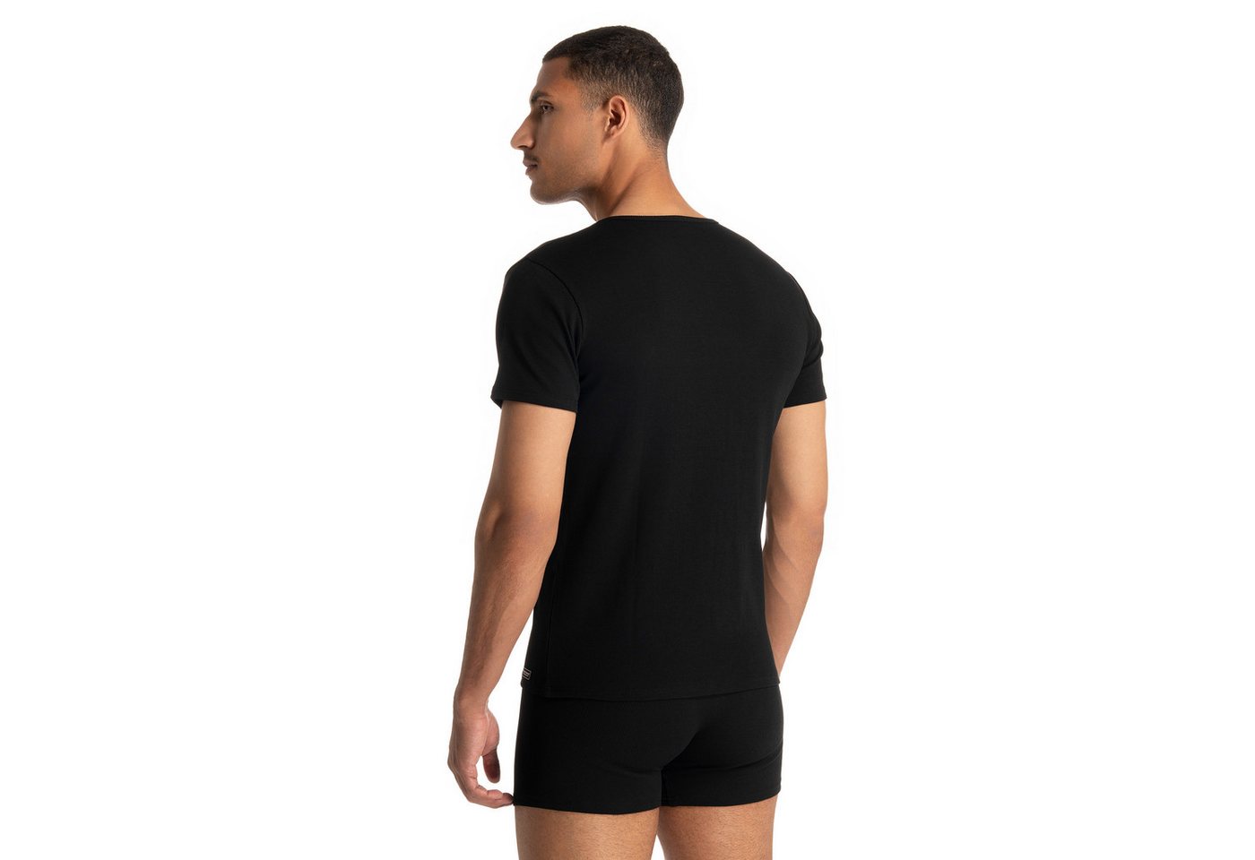 Bruno Banani Rundhalsshirt FINE RIB Feinripp, Kurzarm, Rundhalsausschnitt, Cotton-Mix – Bild 4 von 5