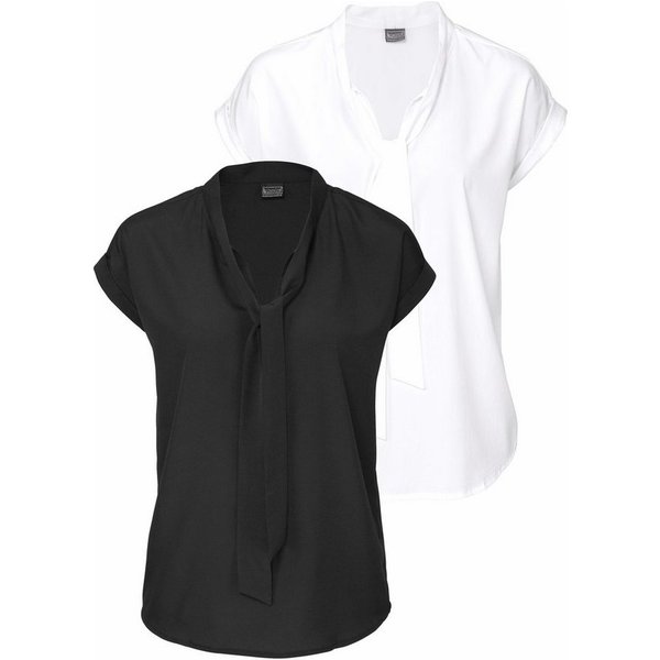 Bruno Banani Schluppenbluse (2er-Pack) 2er Pack, feminin, mit Bindeband