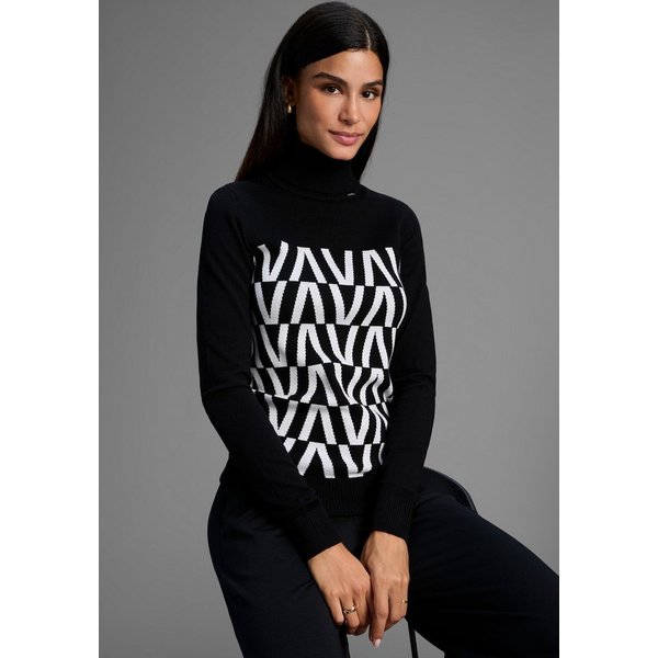 Bruno Banani Stehkragenpullover in grafischem Strickmuster, Rollkragen