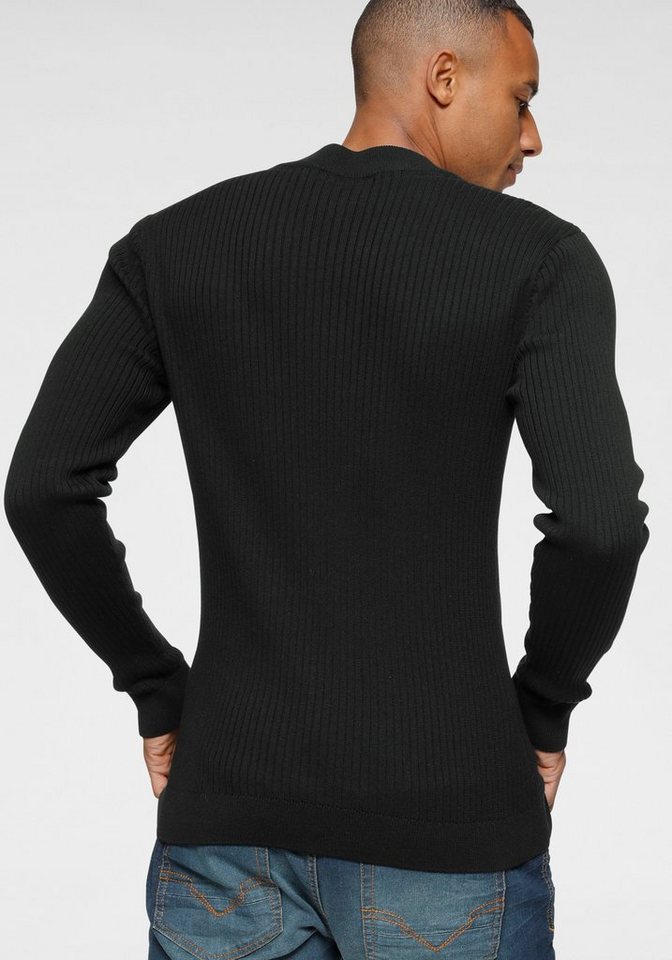 Bruno Banani Stehkragenpullover in Rippstrickoptik – Bild 3 von 5